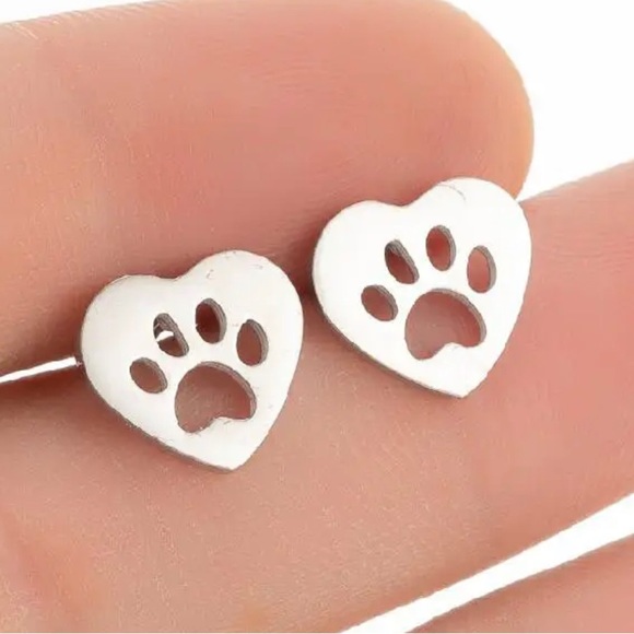 $2 Heart and paw print stainless steel stud earrings. New black. $2 if b… - Picture 2 of 16
